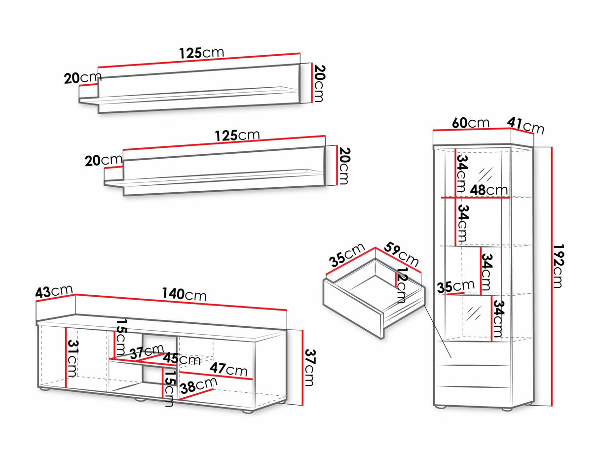 Nappali szett Soho VII (Boho VII), Szín: Fekete + Fényes fekete, Led világítás: Nincs világítás 4248510