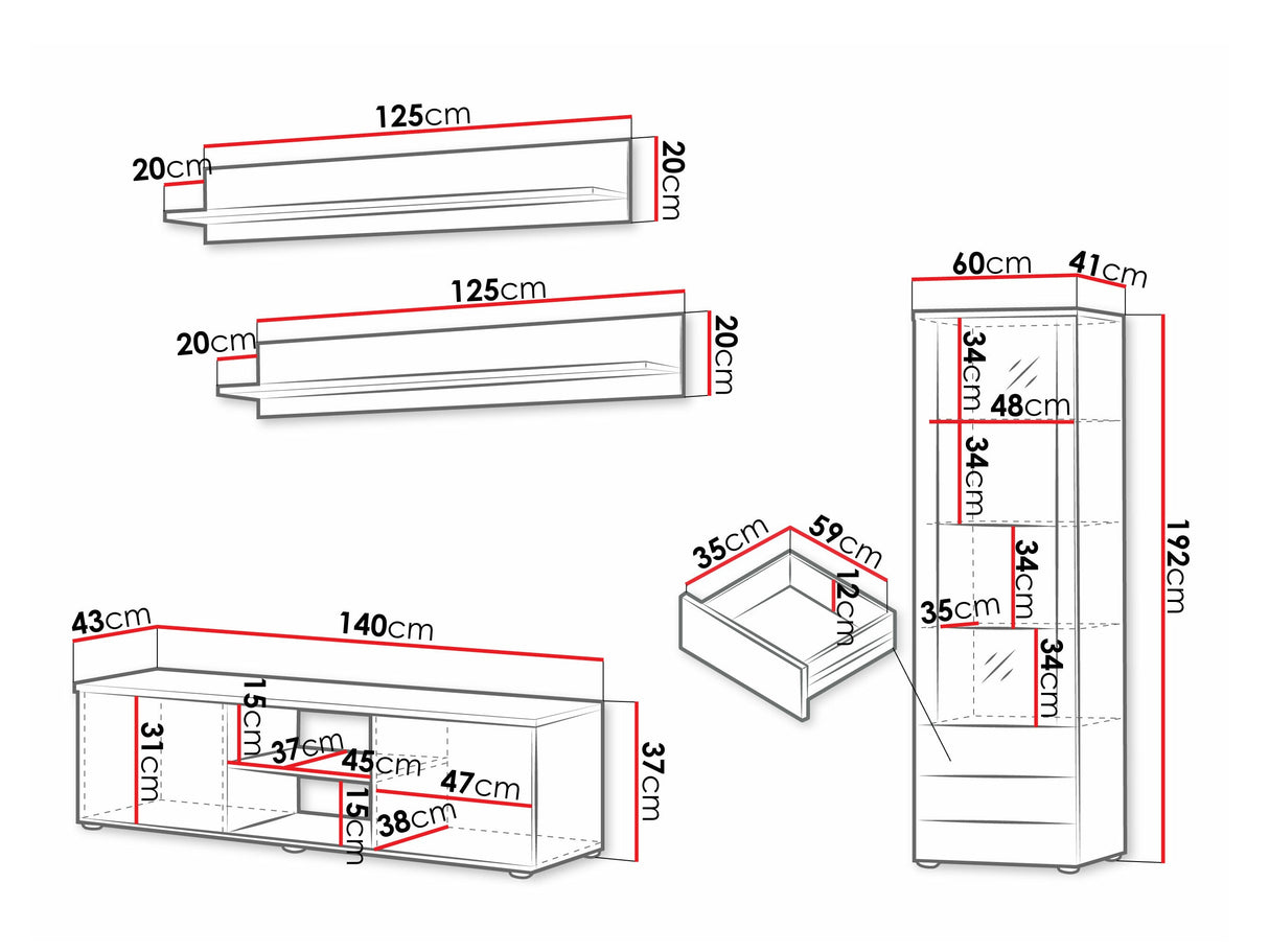 Nappali szett Soho VII (Boho VII), Szín: Fekete + Fényes fekete, Led világítás: RGB 4248513