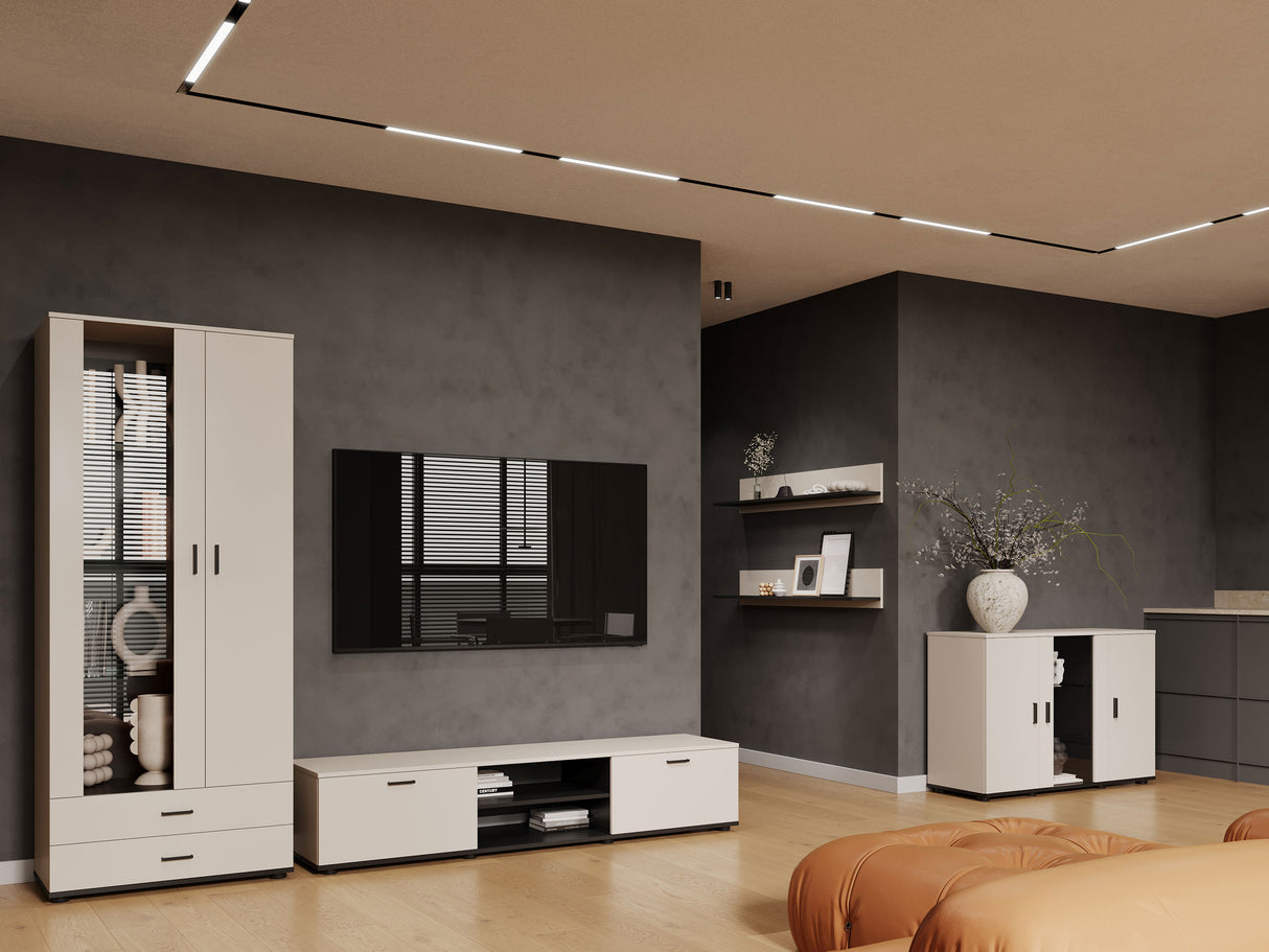 Nappali szett Soho IX (Boho IX), Szín: Kasmír + Fekete, Led világítás: Kék