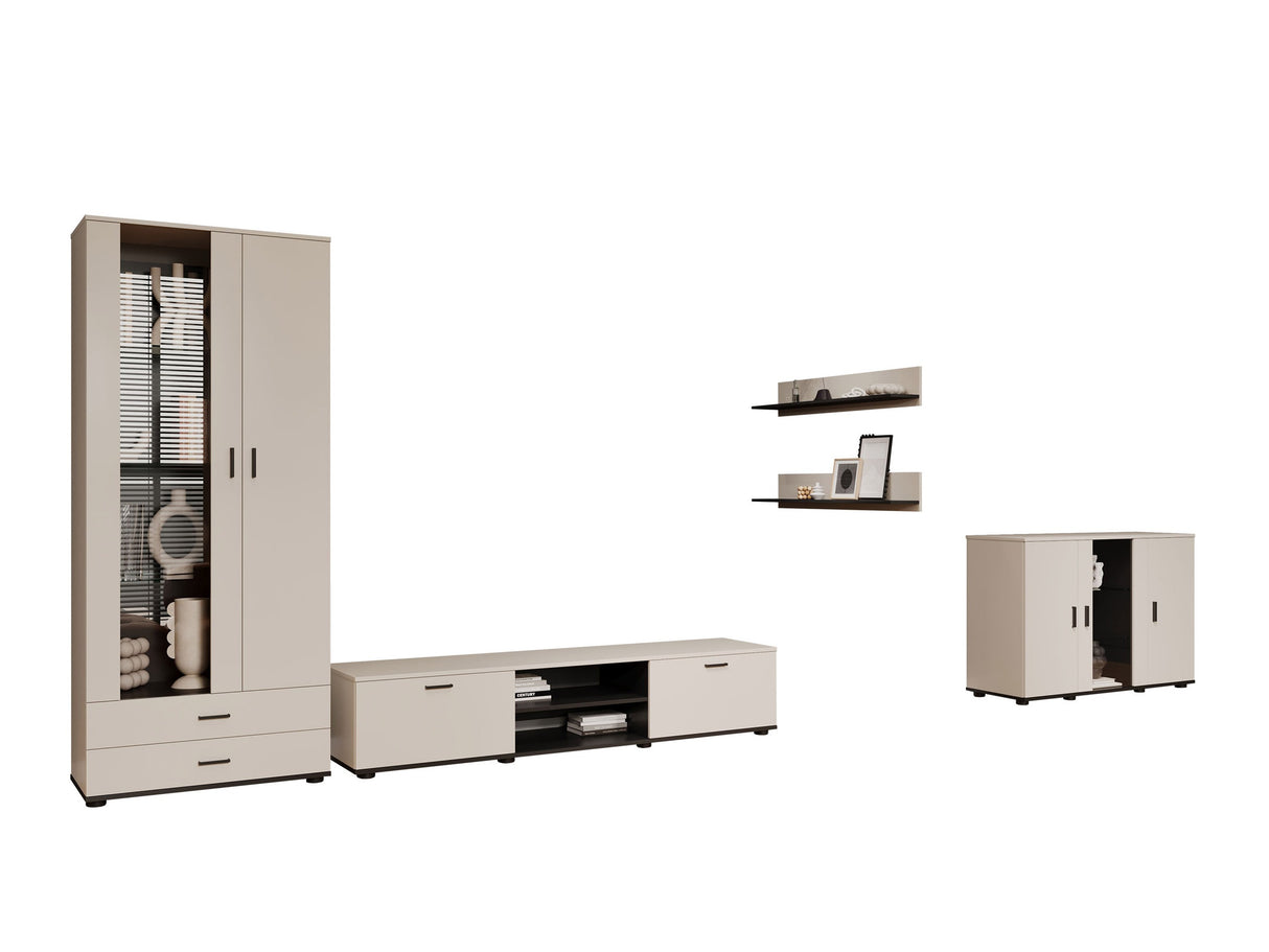 Nappali szett Soho IX (Boho IX), Szín: Kasmír + Fekete, Led világítás: Fehér