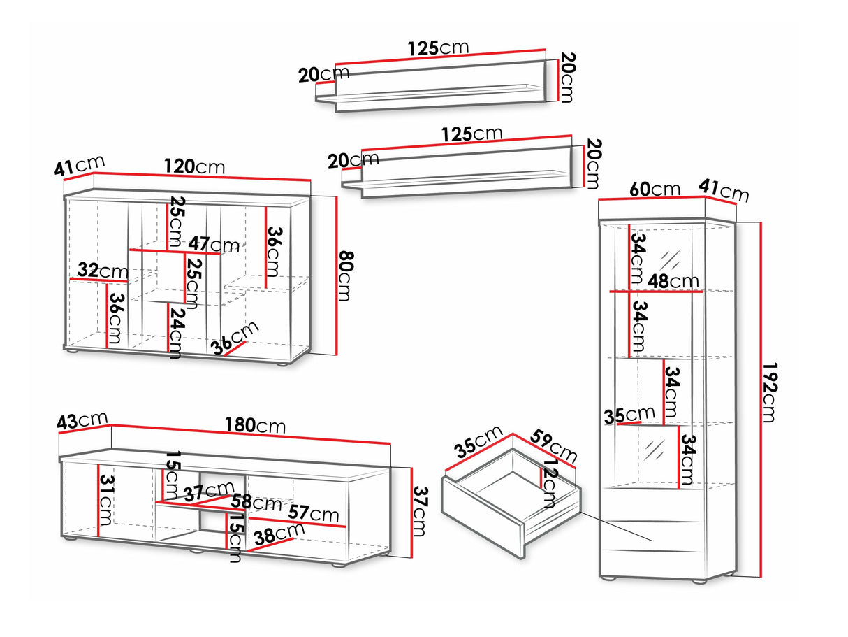 Nappali szett Soho IX (Boho IX), Szín: Fekete + Fényes fekete, Led világítás: Kék 4248559