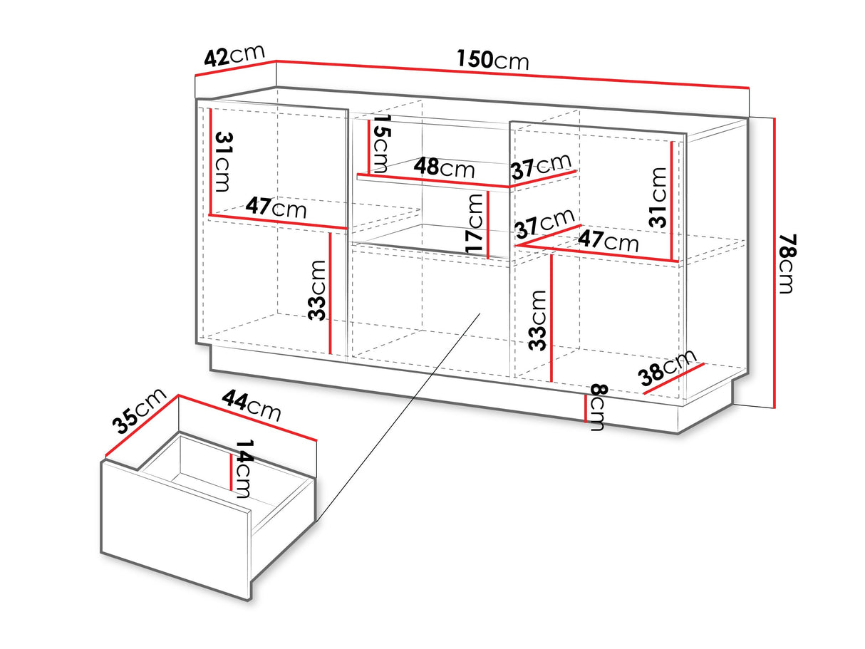 Komód Komoda LIVERTI 150 2D1SZ, Szín: Fekete