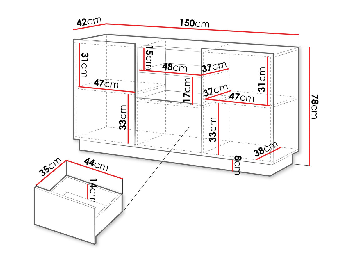 Komód Komoda LIVERTI 150 2D1SZ, Szín: Kasmír