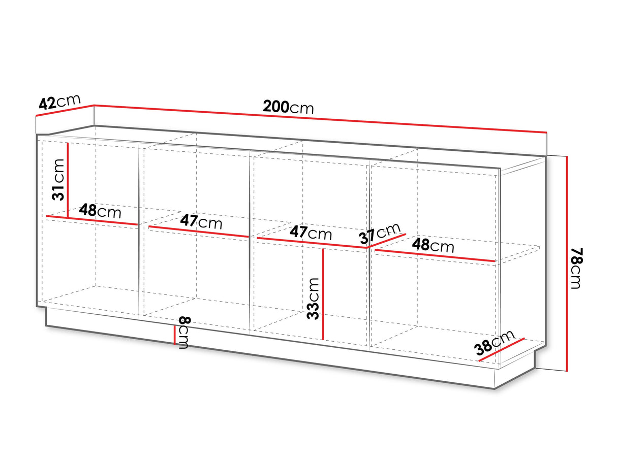Szekrény Komoda LIVERTI 200 4D, Szín: Fehér