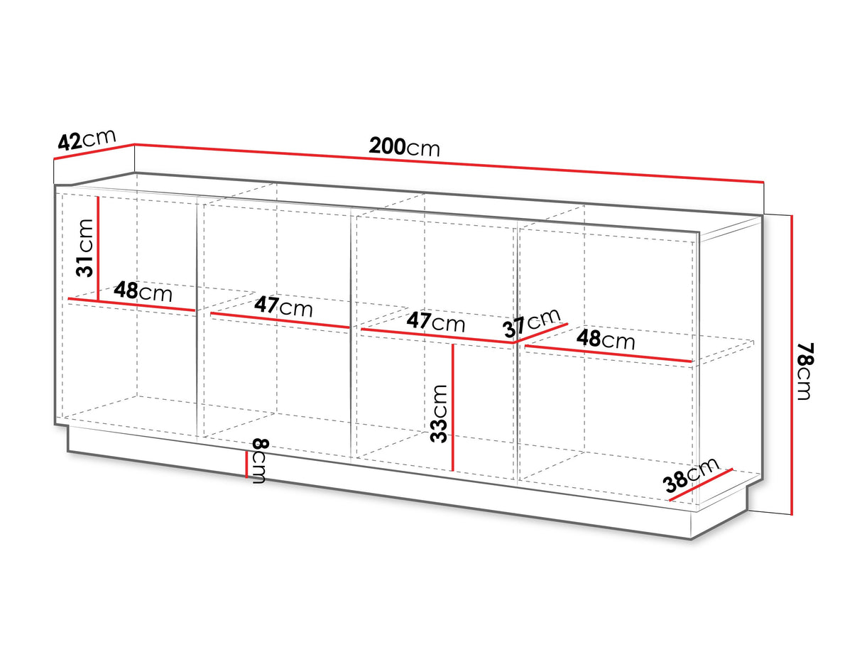 Szekrény Komoda LIVERTI 200 4D, Szín: Fekete