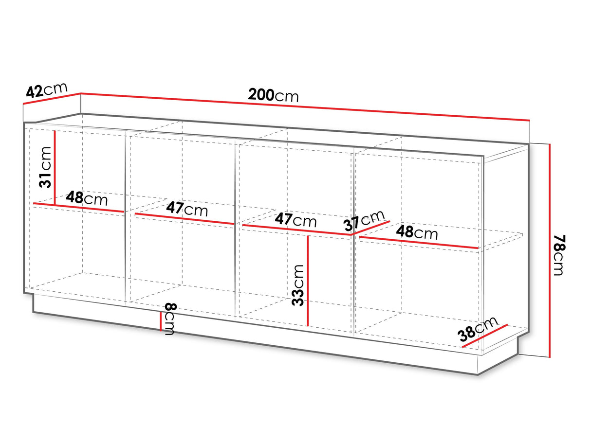 Szekrény Komoda LIVERTI 200 4D, Szín: Kasmír