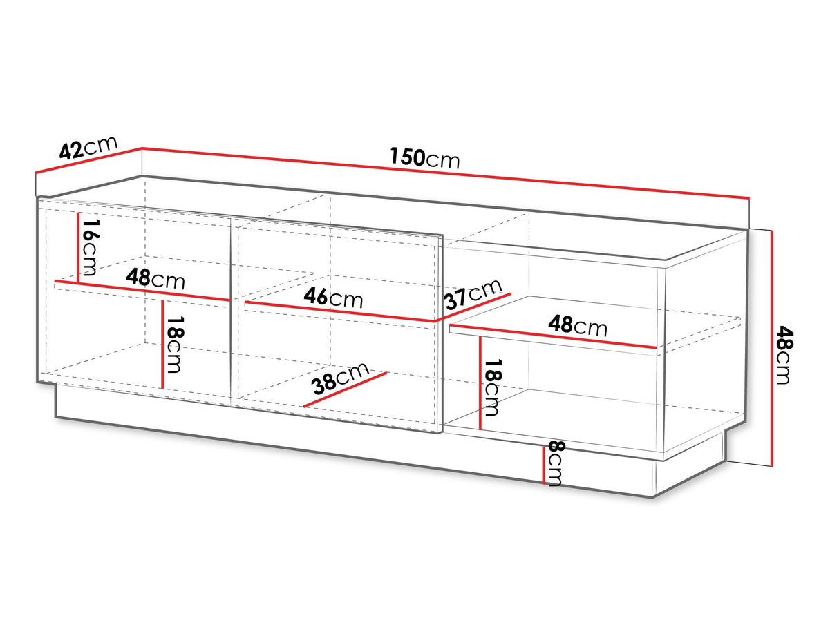TV-állvány Szafka RTV LIVERTI 150 2D, Szín: Fekete