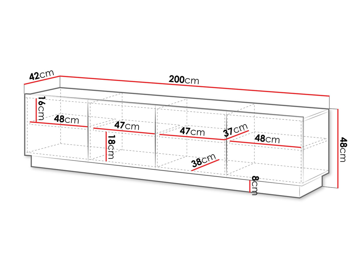 TV-állvány Szafka RTV LIVERTI 200 4D, Szín: Fekete