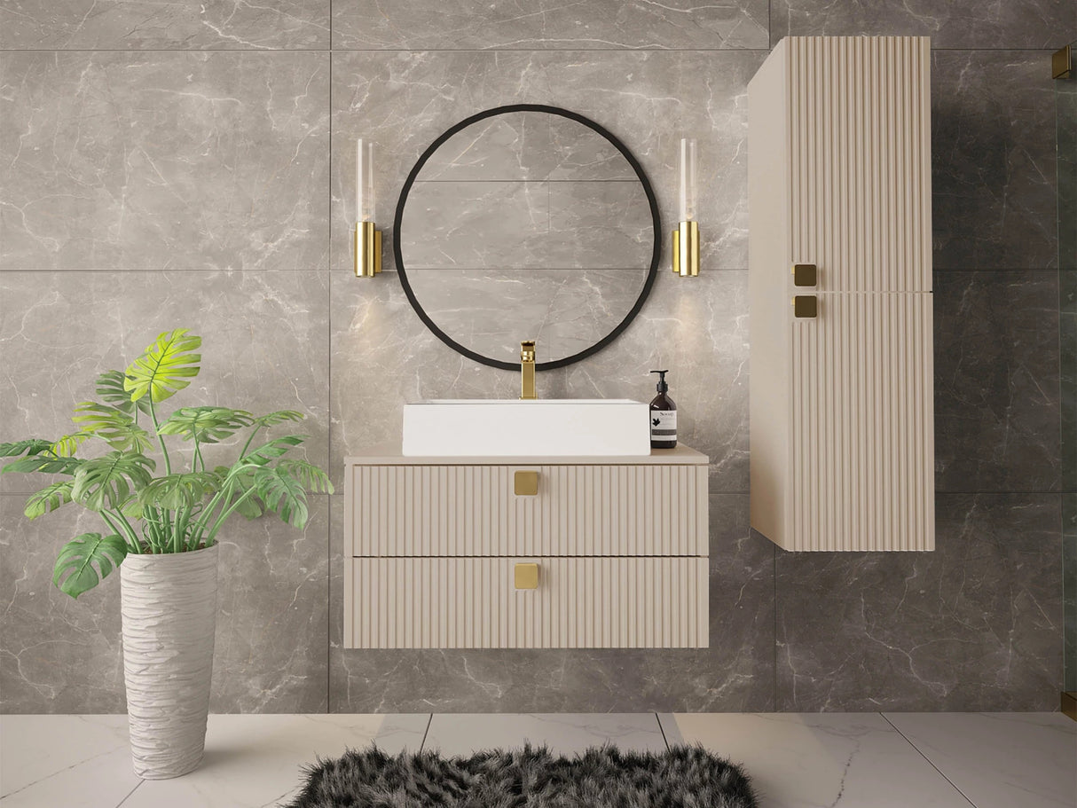 Fali fürdőszoba szekrény Słupek łazienkowy GARIANO 02 piasek pustyni (Világosbarna)