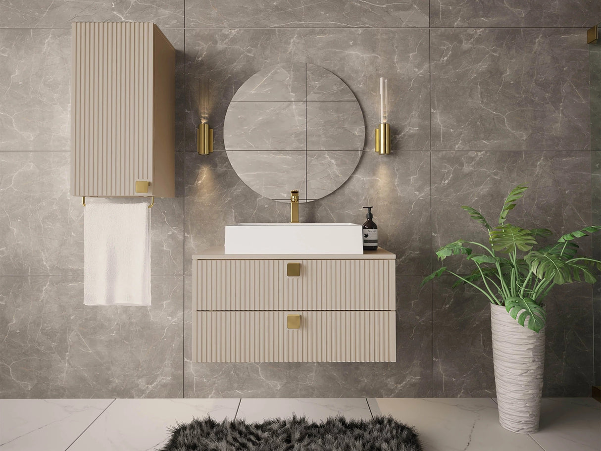 Fali fürdőszoba szekrény Słupek łazienkowy GARIANO 03 piasek pustyni (Világosbarna)