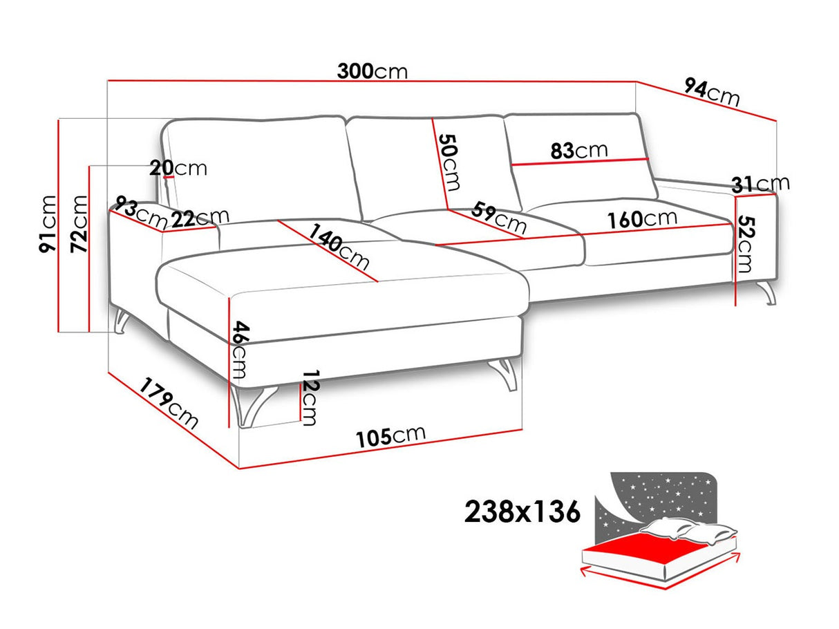 Sarokkanapé Flavio (Salvador), Szín: Verita 53, Változatok: Balos