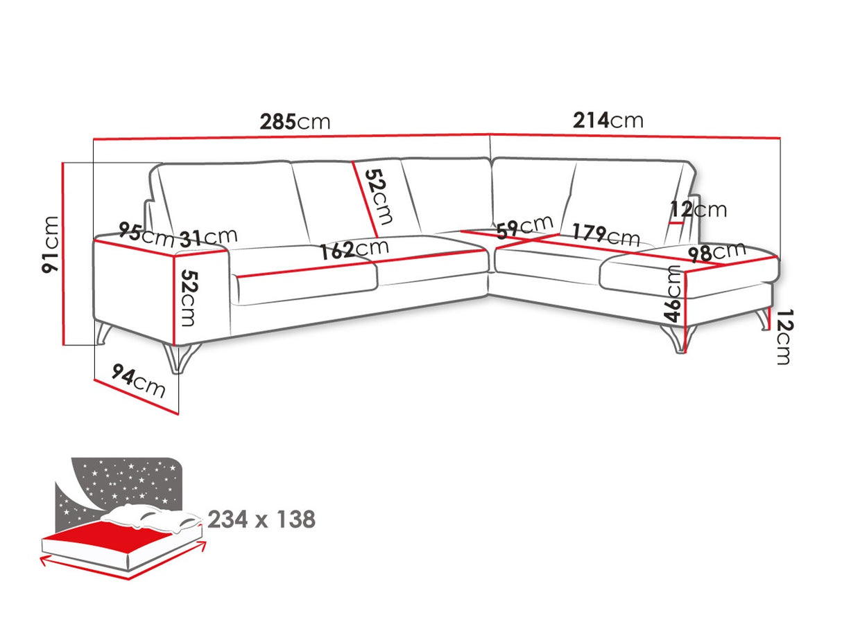 Sarokkanapé Flavio Bis (Salvador Bis), Szín: Verita 53, Változatok: Jobbos