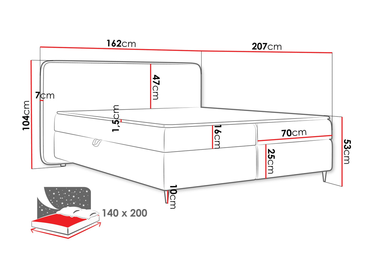 Kontinentális ágy Łóżko kontynentalne BOHO II, Szín: Taro 11, Alvó felület mérete: 140 x 200 cm