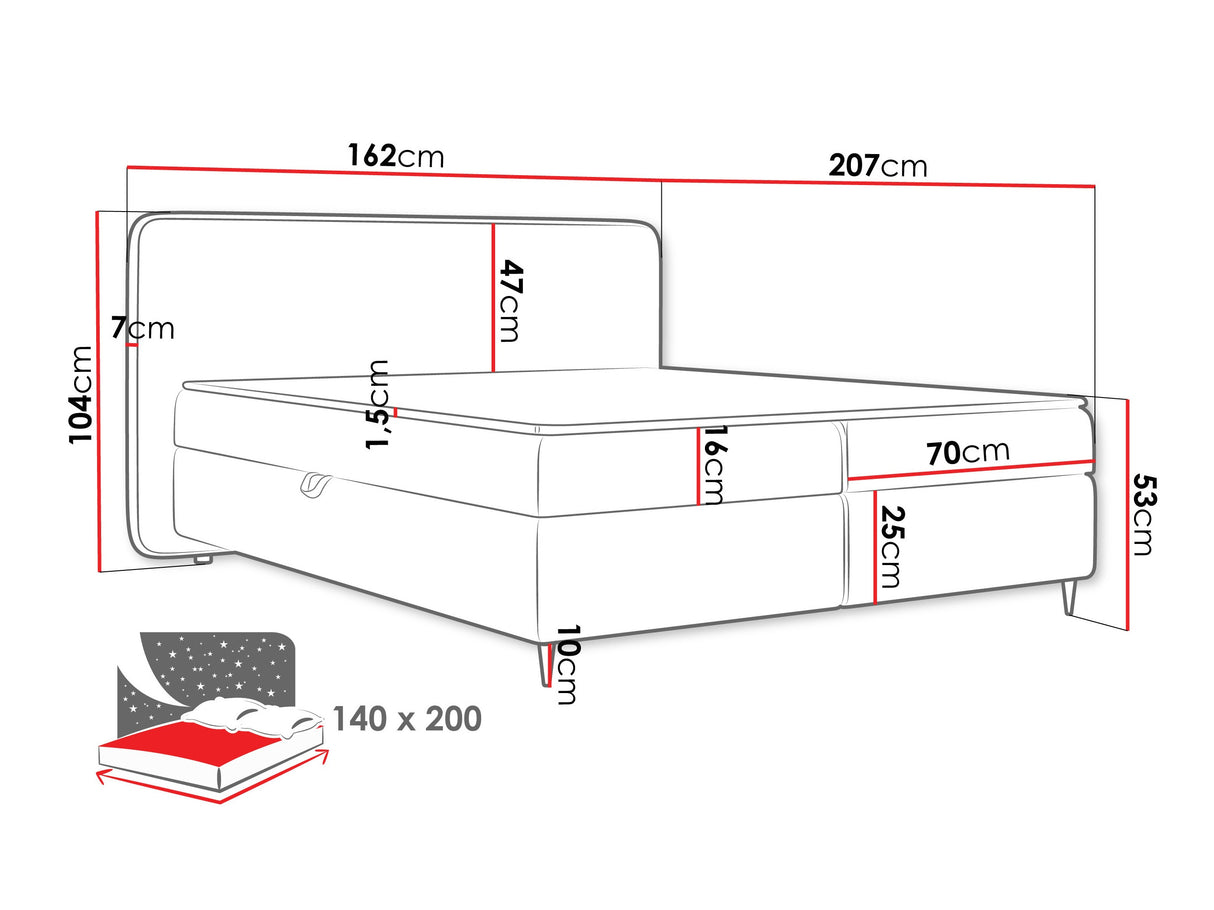 Kontinentális ágy Łóżko kontynentalne BOHO II, Szín: Taro 33, Alvó felület mérete: 140 x 200 cm