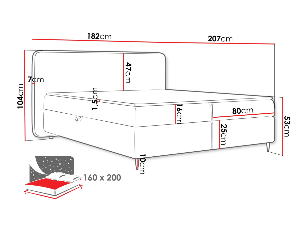 Kontinentális ágy Łóżko kontynentalne BOHO II, Szín: Taro 05, Alvó felület mérete: 160 x 200 cm