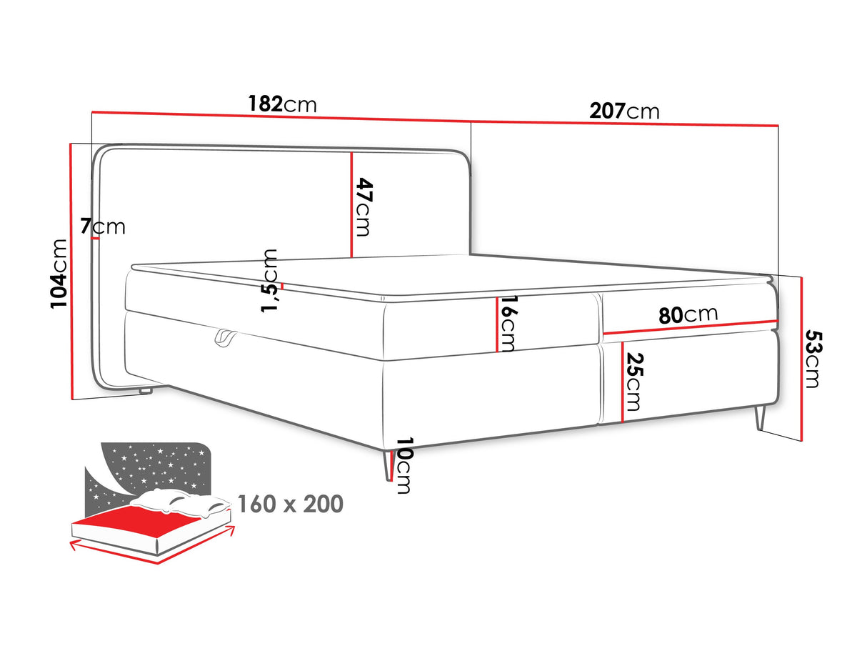 Kontinentális ágy Łóżko kontynentalne BOHO II, Szín: Taro 11, Alvó felület mérete: 160 x 200 cm
