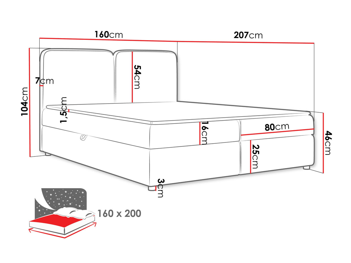 Kontinentális ágy Łóżko kontynentalne BOHO, Szín: Taro 33, Alvó felület mérete: 160 x 200 cm