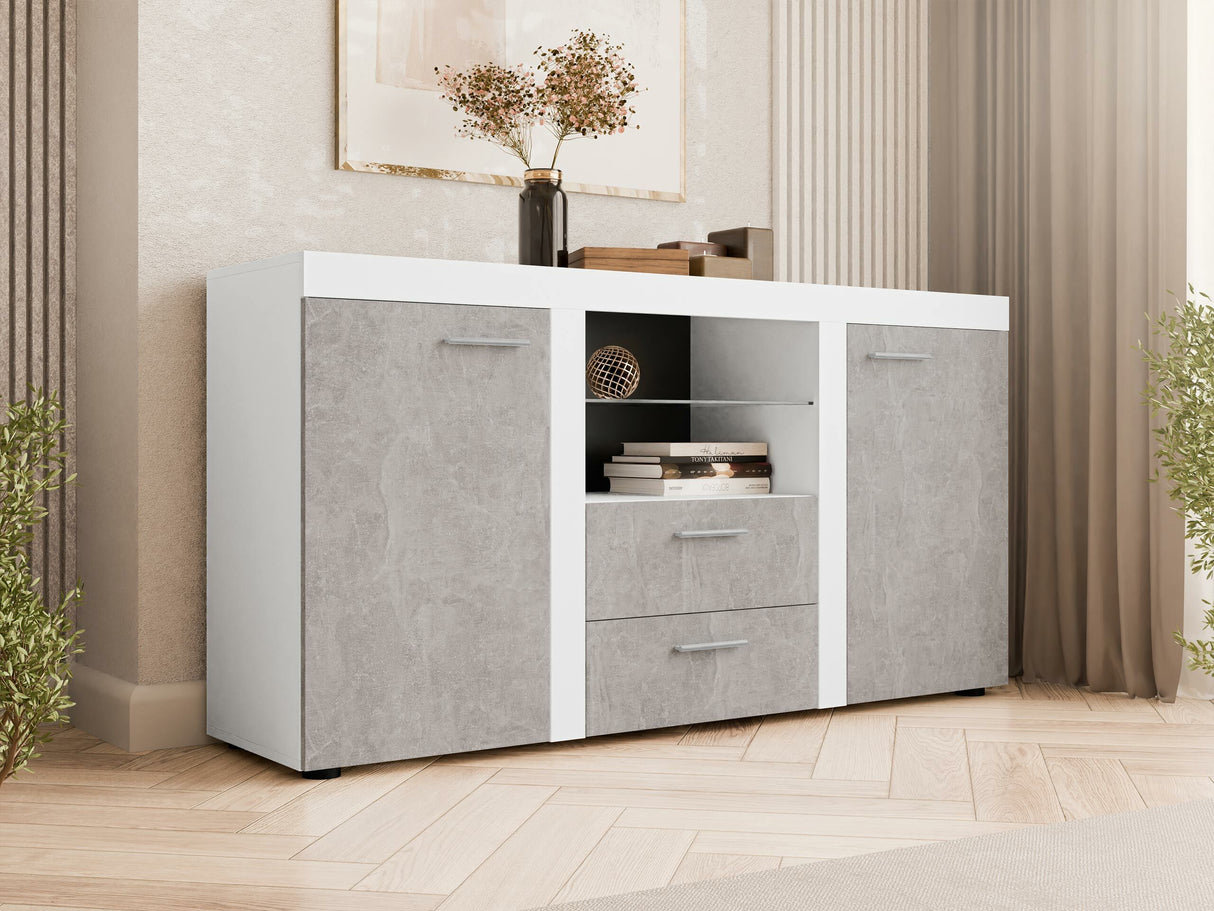 Komód Rumba (Rodos), Led világítás: Nem, Szín: Fehér + Beton 4271825