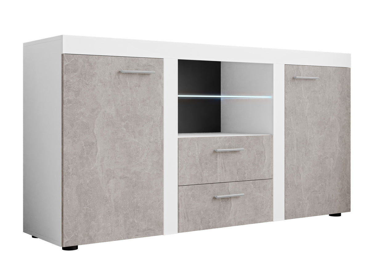 Komód Rumba (Rodos), Led világítás: Igen, Szín: Fehér + Beton 4271831