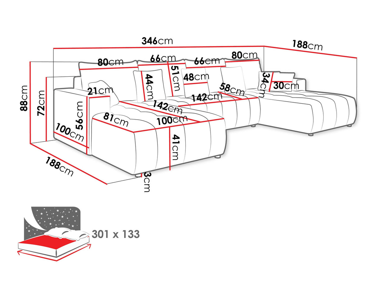 Sarokkanapé Narożnik FABIO U, Szín: Velo 621