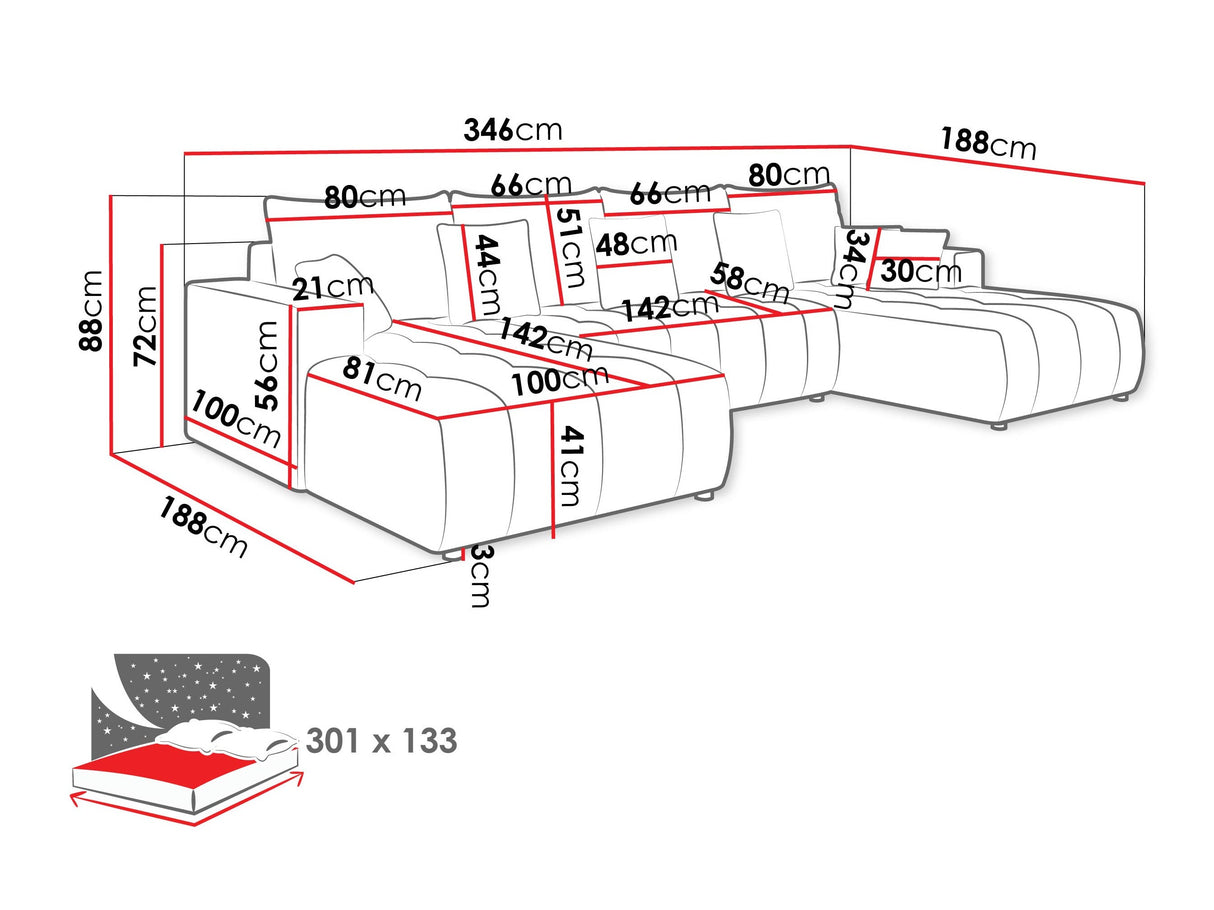 Sarokkanapé Narożnik FABIO U, Szín: Velo 623