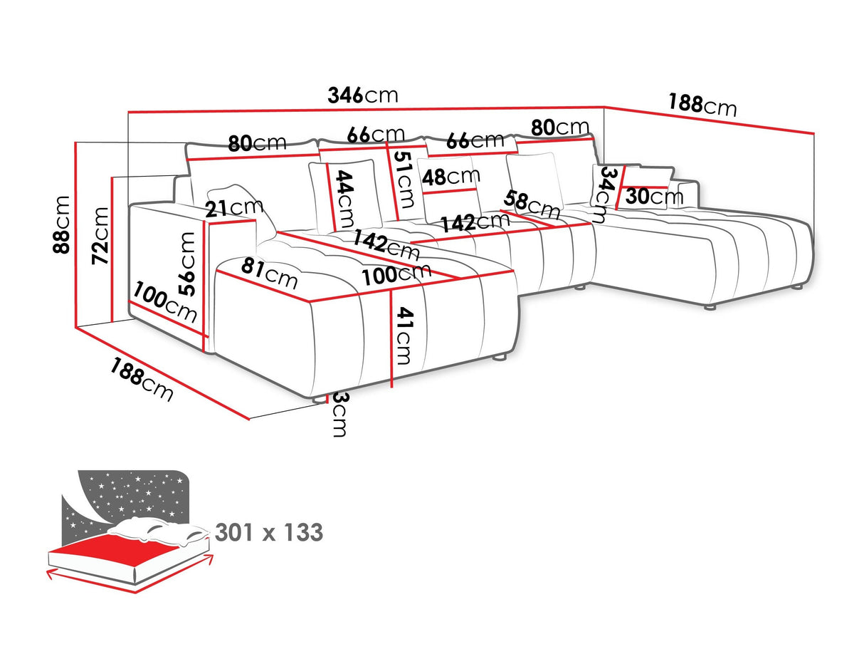 Sarokkanapé Narożnik FABIO U, Szín: Velo 633