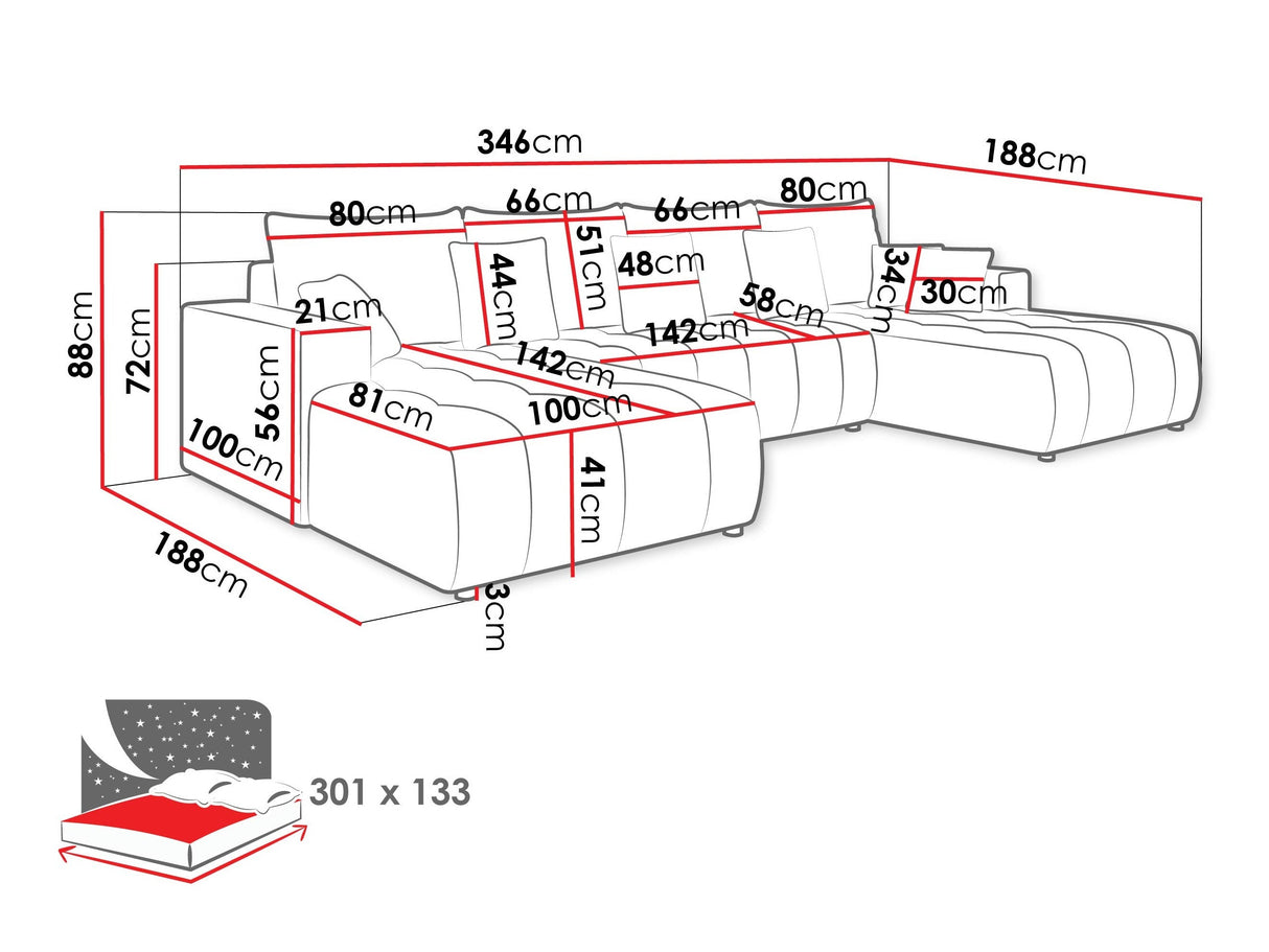 Sarokkanapé Narożnik FABIO U, Szín: Velo 635