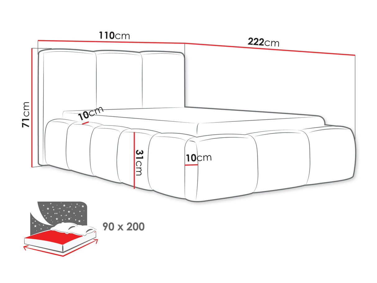 Ágy Łóżko tapicerowane KEVSON 90x200, Szín: Kronos 29
