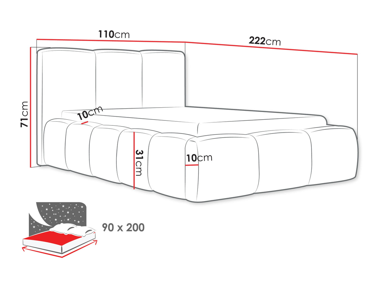 Ágy Łóżko tapicerowane KEVSON 90x200, Szín: Kronos 19