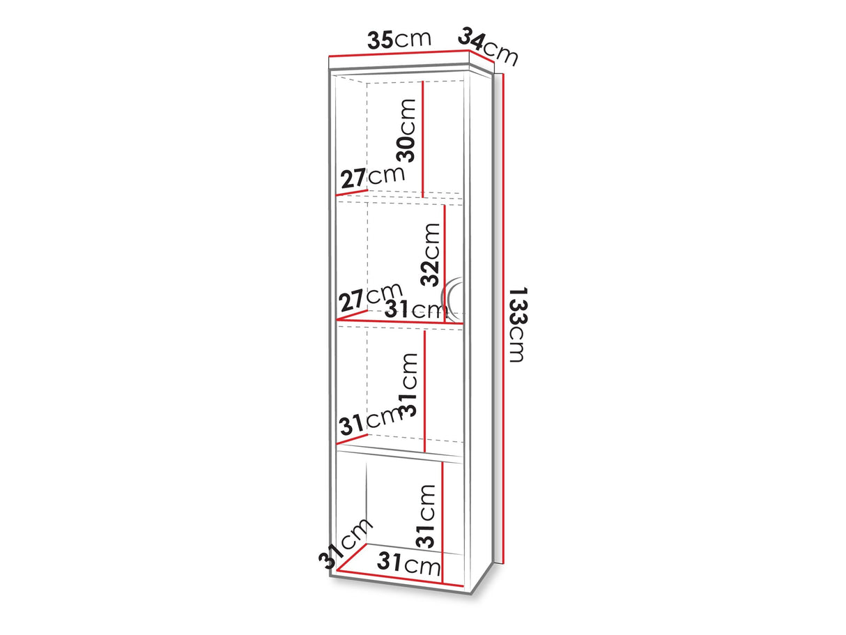 Fali fürdőszoba szekrény Słupek ŁAZIENKA 14, Szín: Tölgy