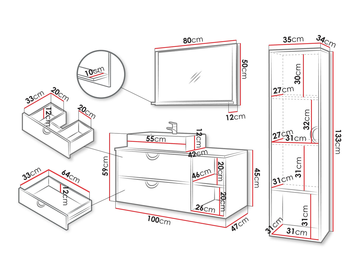 Fürdőszoba garnitúra Meble łazienkowe ŁAZIENKA 14, Szín: Kasmír, Mosdókagyló: Nem