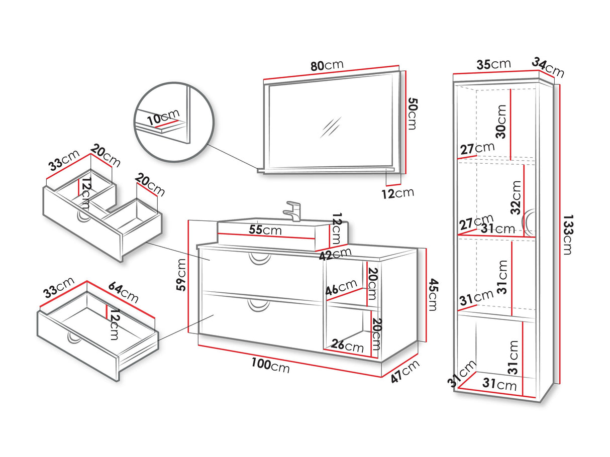 Fürdőszoba garnitúra Meble łazienkowe ŁAZIENKA 14, Szín: Kasmír, Mosdókagyló: Igen