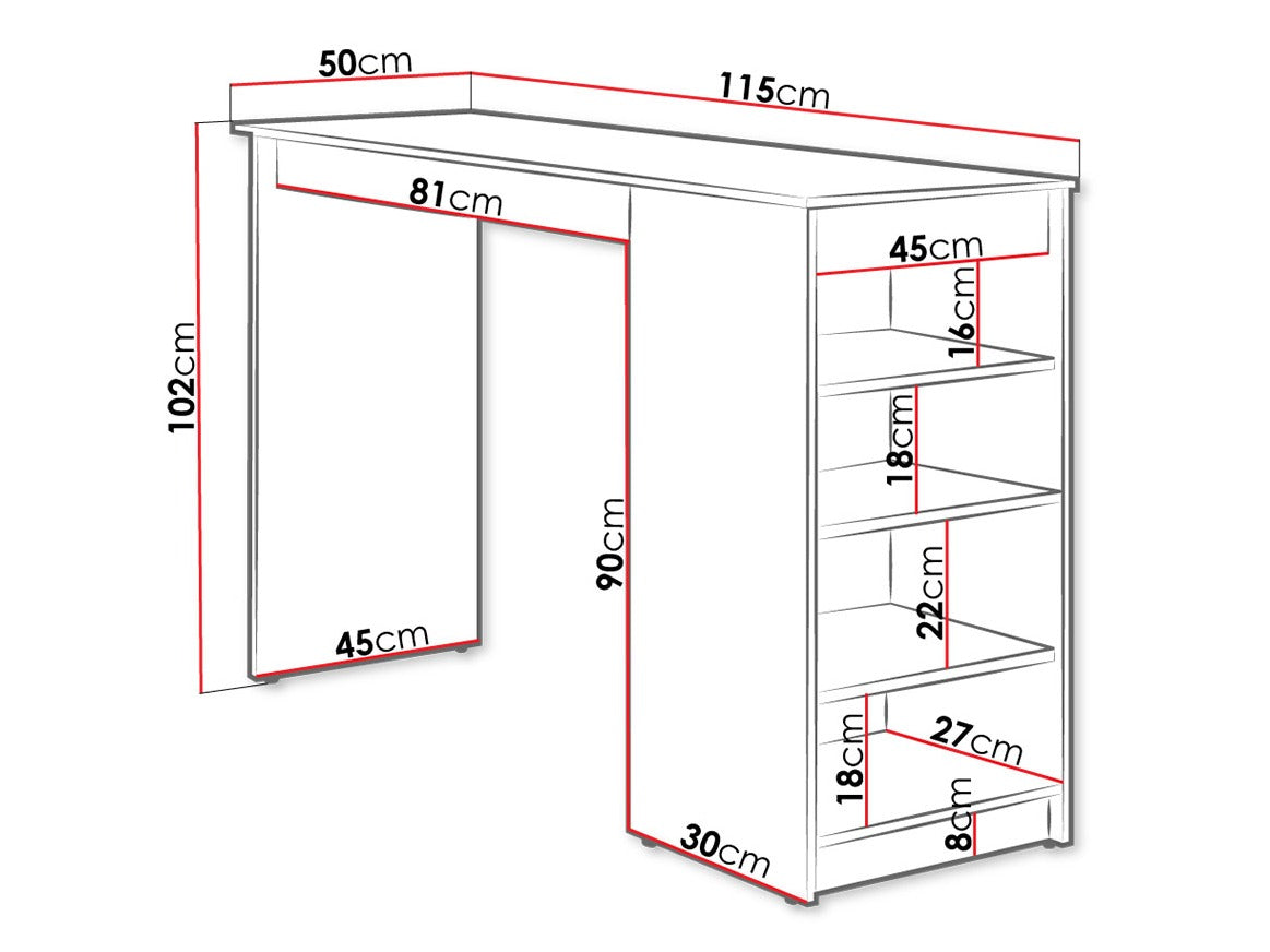 Bár asztal ZOTINO (Roselid), Szín: Kasmír