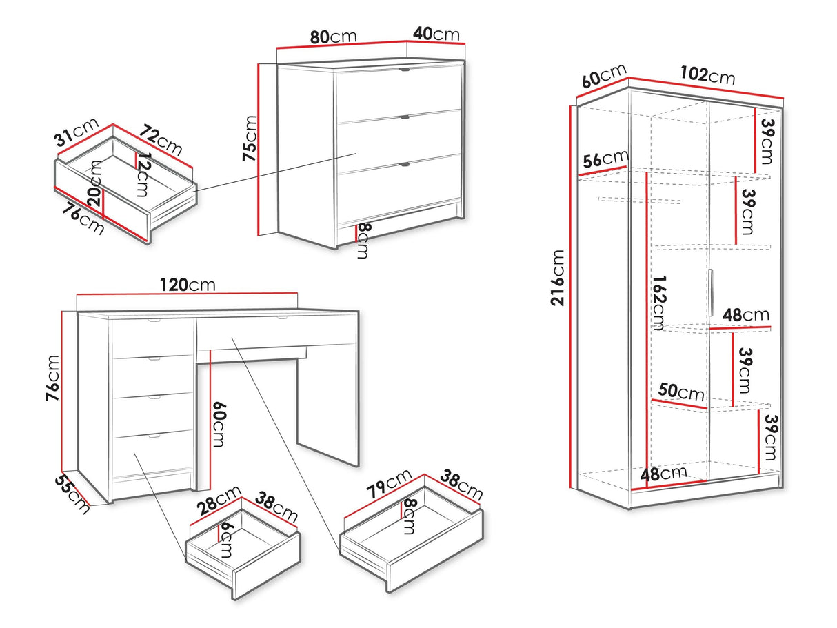 Otthoni iroda készlet Meble TIRENO IV, Szín: Kasmír