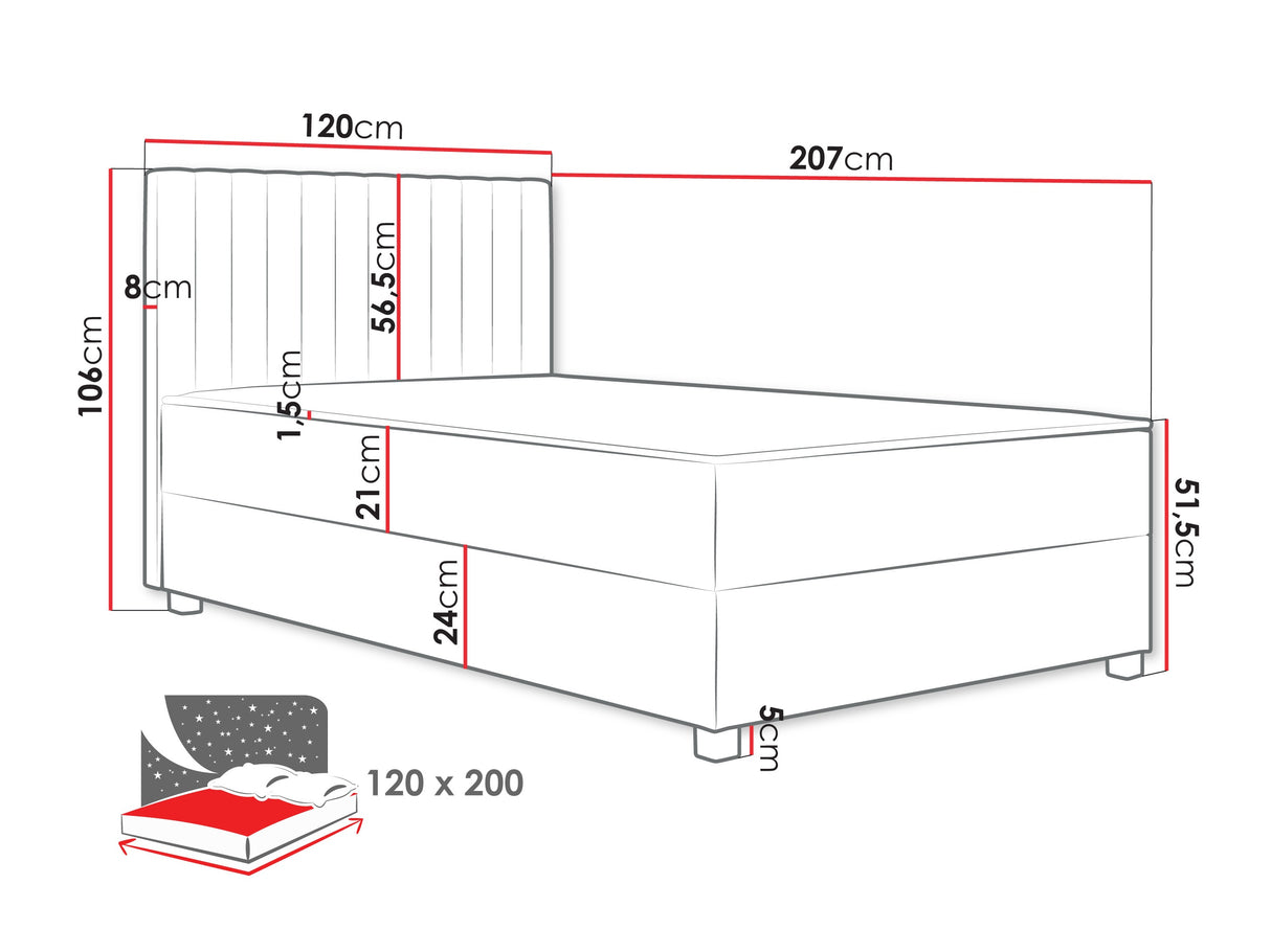 Kontinentális ágy Łóżko kontynentalne VIKI + topper M, Szín: Manila 14, Alvó felület mérete: 120 x 200 cm 4277207