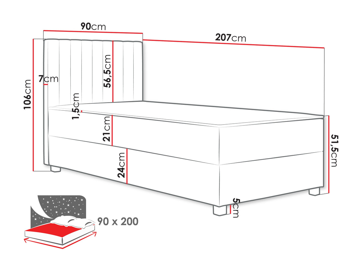 Kontinentális ágy Łóżko kontynentalne VIKI + topper M, Szín: Manila 26, Alvó felület mérete: 90 x 200 cm 4277214