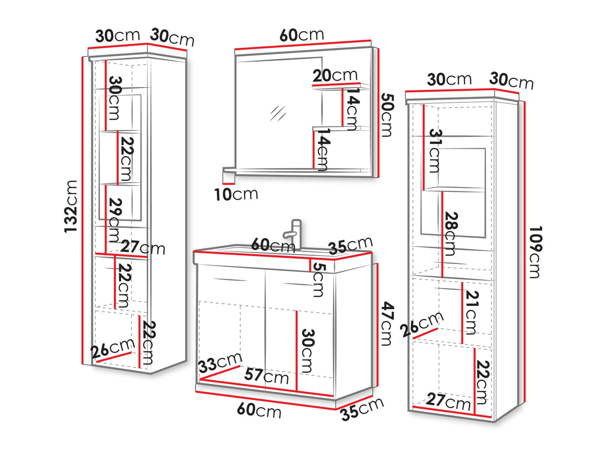 Fürdőszoba garnitúra MADRIT I, Szín: Poros zöld, Led világítás: Igen fehér