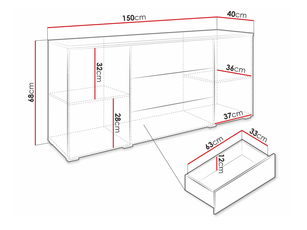 Komód VERA 150, Szín: Wotan tölgy, Led világítás: Nem 4284043