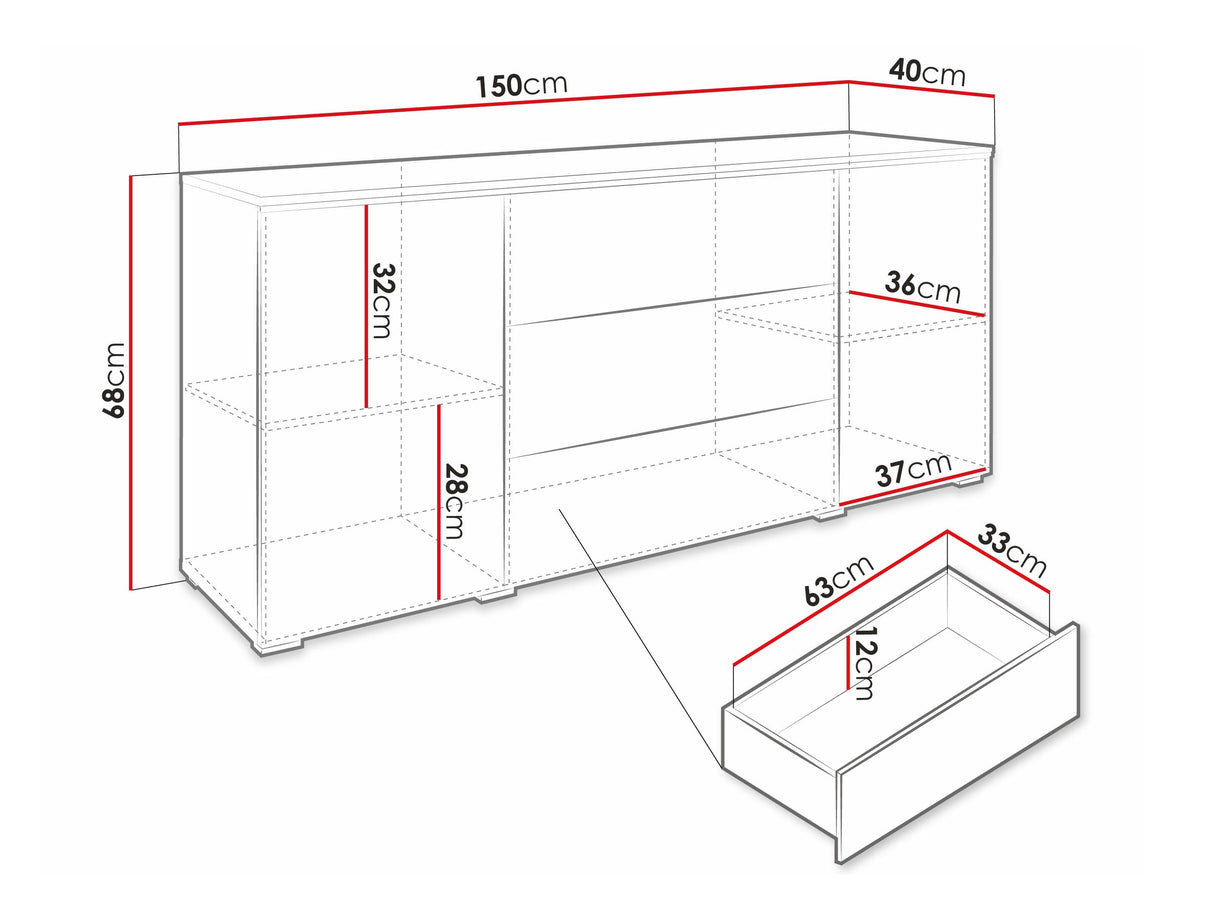 Komód VERA 150, Szín: Wotan tölgy, Led világítás: Igen RGB 4284047
