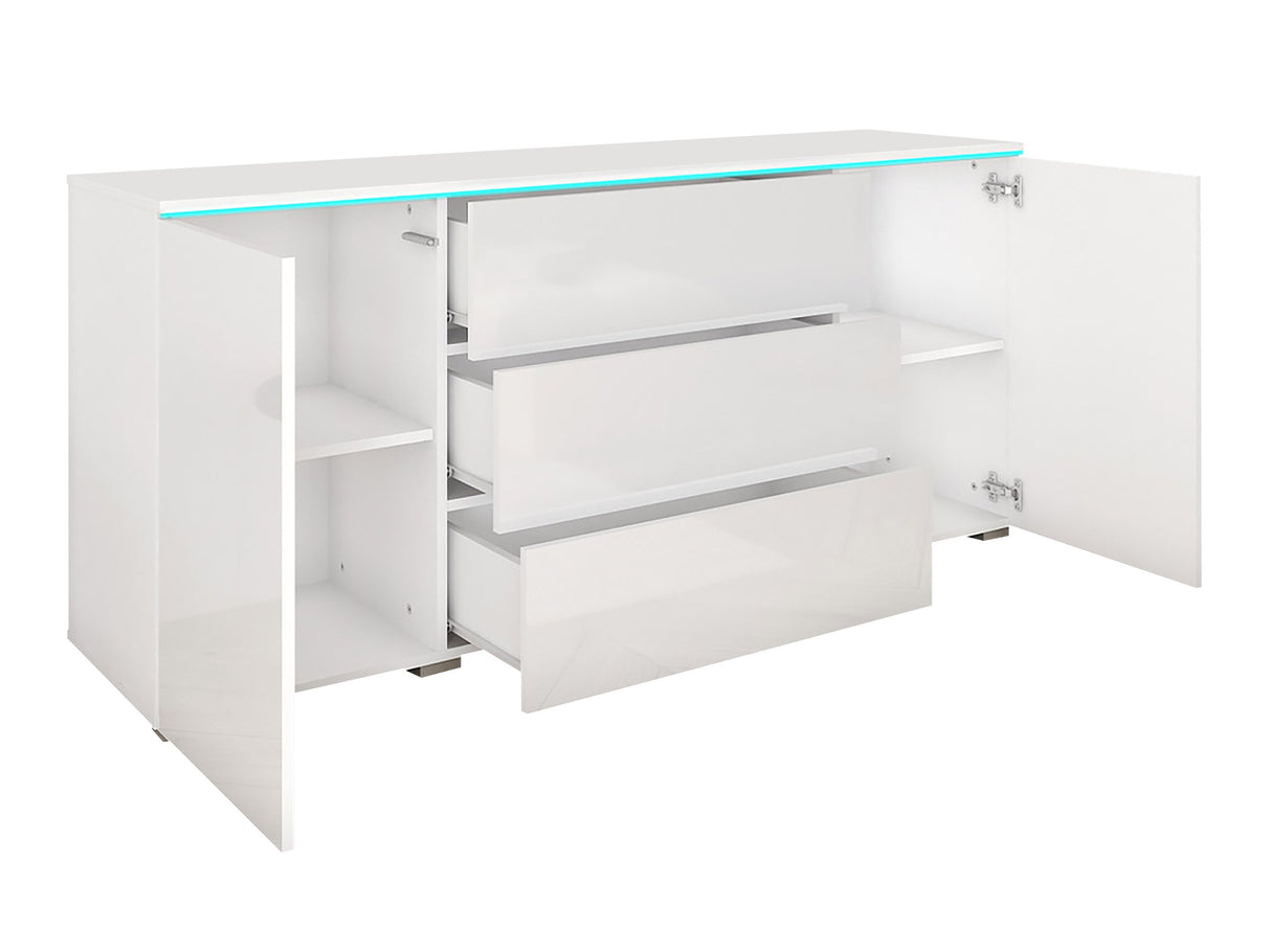 Komód VERA 150 (Sawoti), Szín: Matera szürke + Gesztenye, Led világítás: Igen fehér