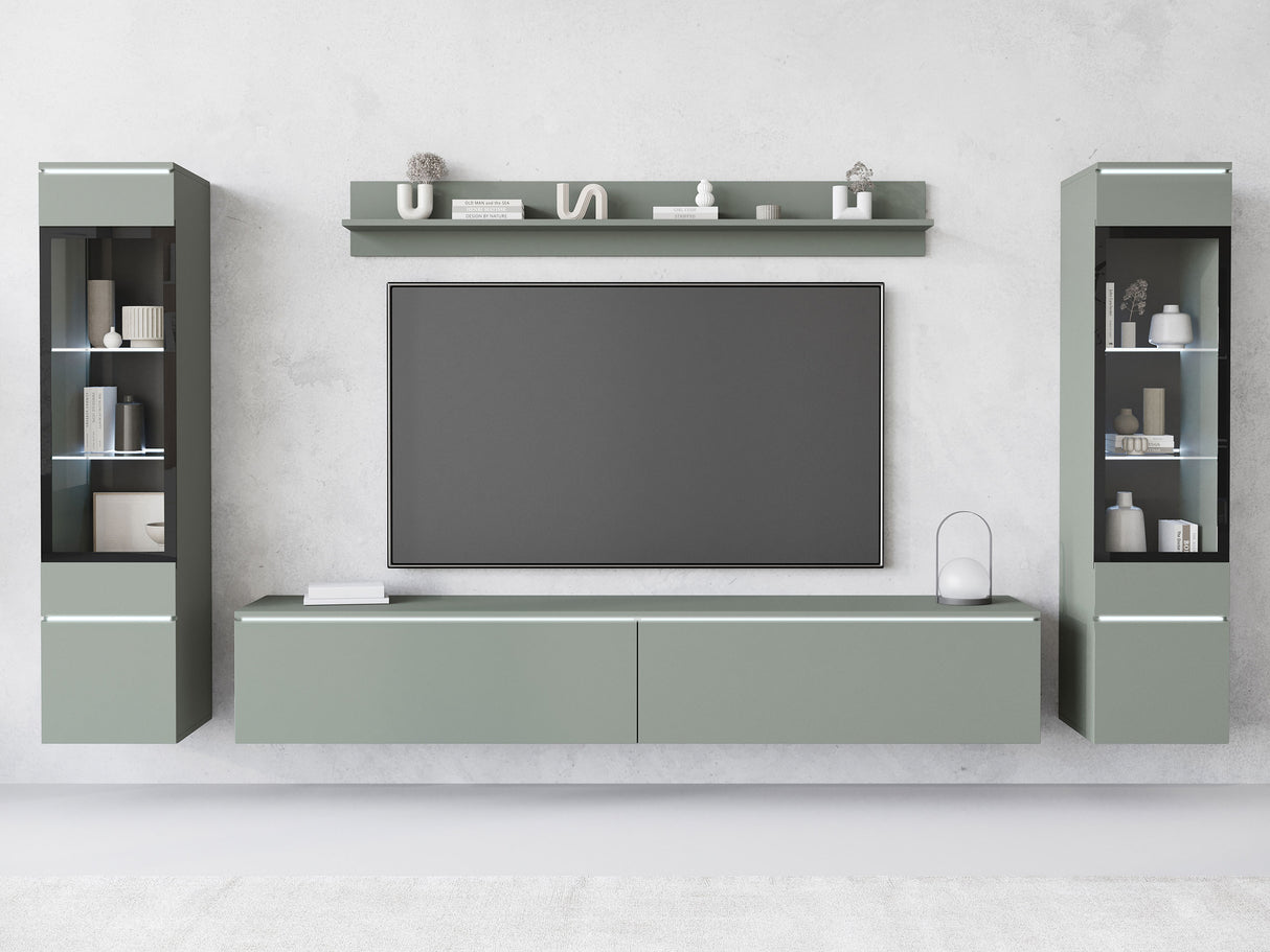 Nappali szett Vera II (Sawoti II), Szín: Poros zöld, Led világítás: Igen