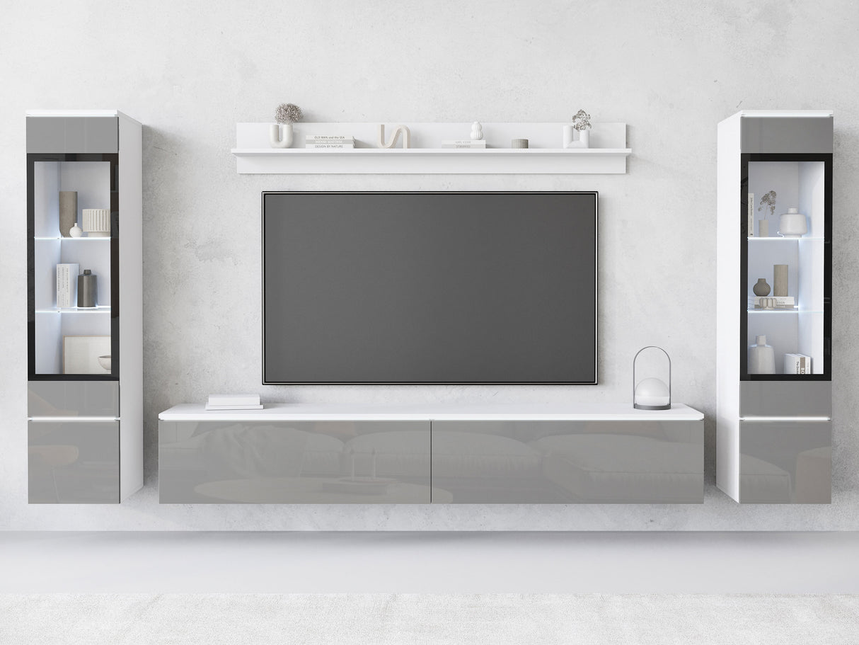 Nappali szett Vera II (Sawoti II), Szín: Fényes szürke, Led világítás: Igen