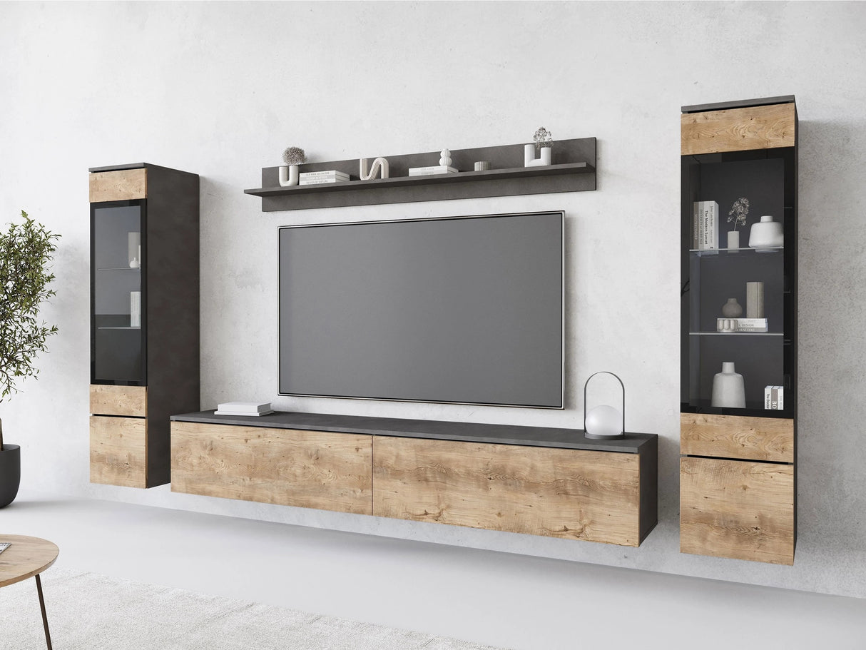 Nappali szett Vera II (Sawoti II), Szín: Matera szürke + Gesztenye, Led világítás: Nem