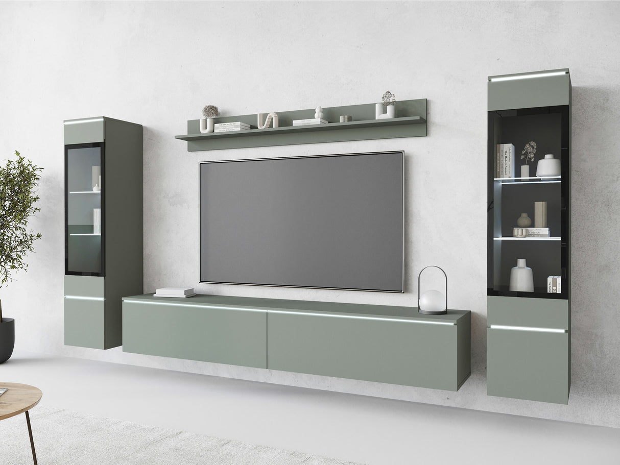 Nappali szett Vera II (Sawoti II), Szín: Poros zöld, Led világítás: Igen