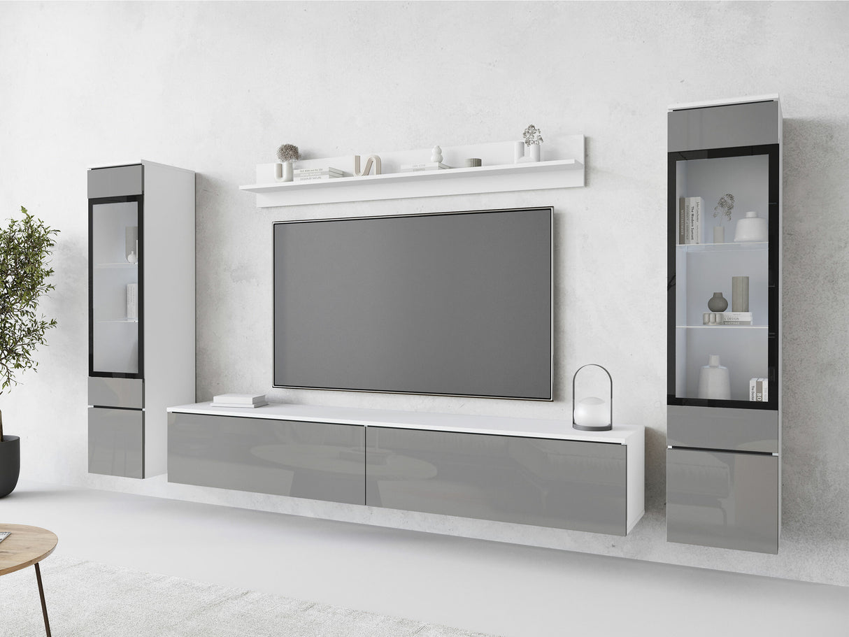 Nappali szett Vera II (Sawoti II), Szín: Fényes szürke, Led világítás: Nem