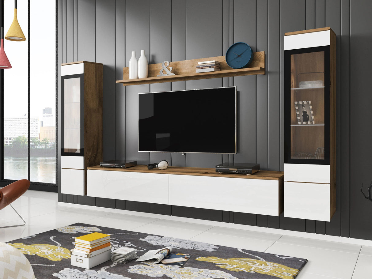 Nappali szett Vera II (Sawoti II), Szín: Wotan tölgy + Fényes fehér, Led világítás: Nem 4284365