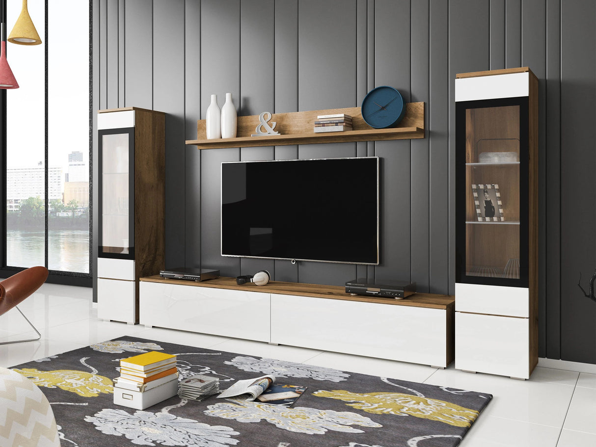 Nappali szett Vera II (Sawoti II), Szín: Wotan tölgy + Fényes fehér, Led világítás: Nem 4284367