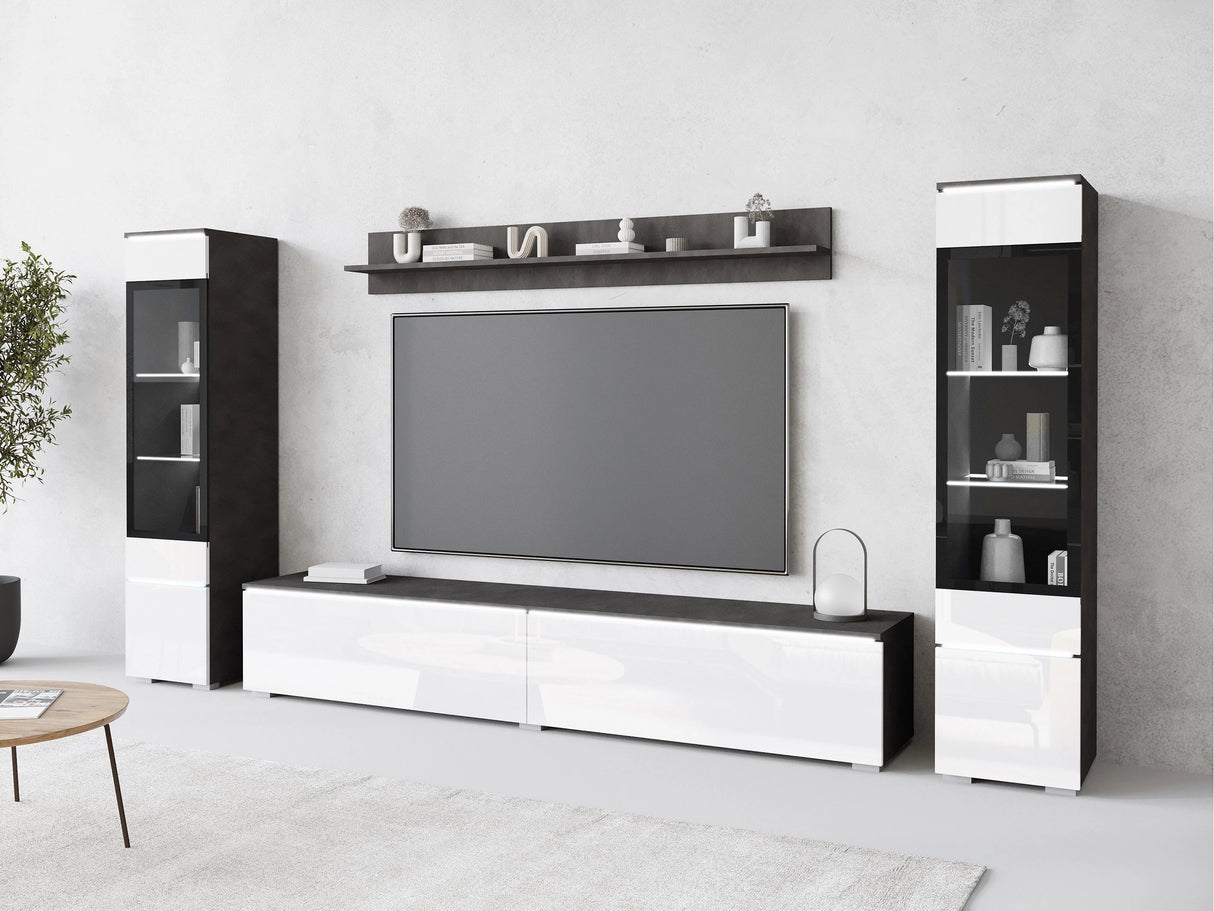 Nappali szett Vera II (Sawoti II), Szín: Matera szürke + Fényes fehér, Led világítás: Igen 4284493