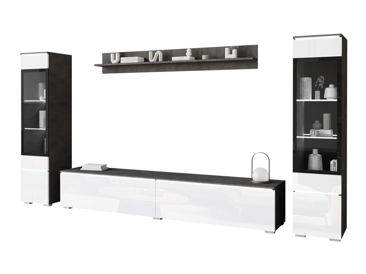 Nappali szett Vera II (Sawoti II), Szín: Matera szürke + Fényes fehér, Led világítás: Igen 4284502