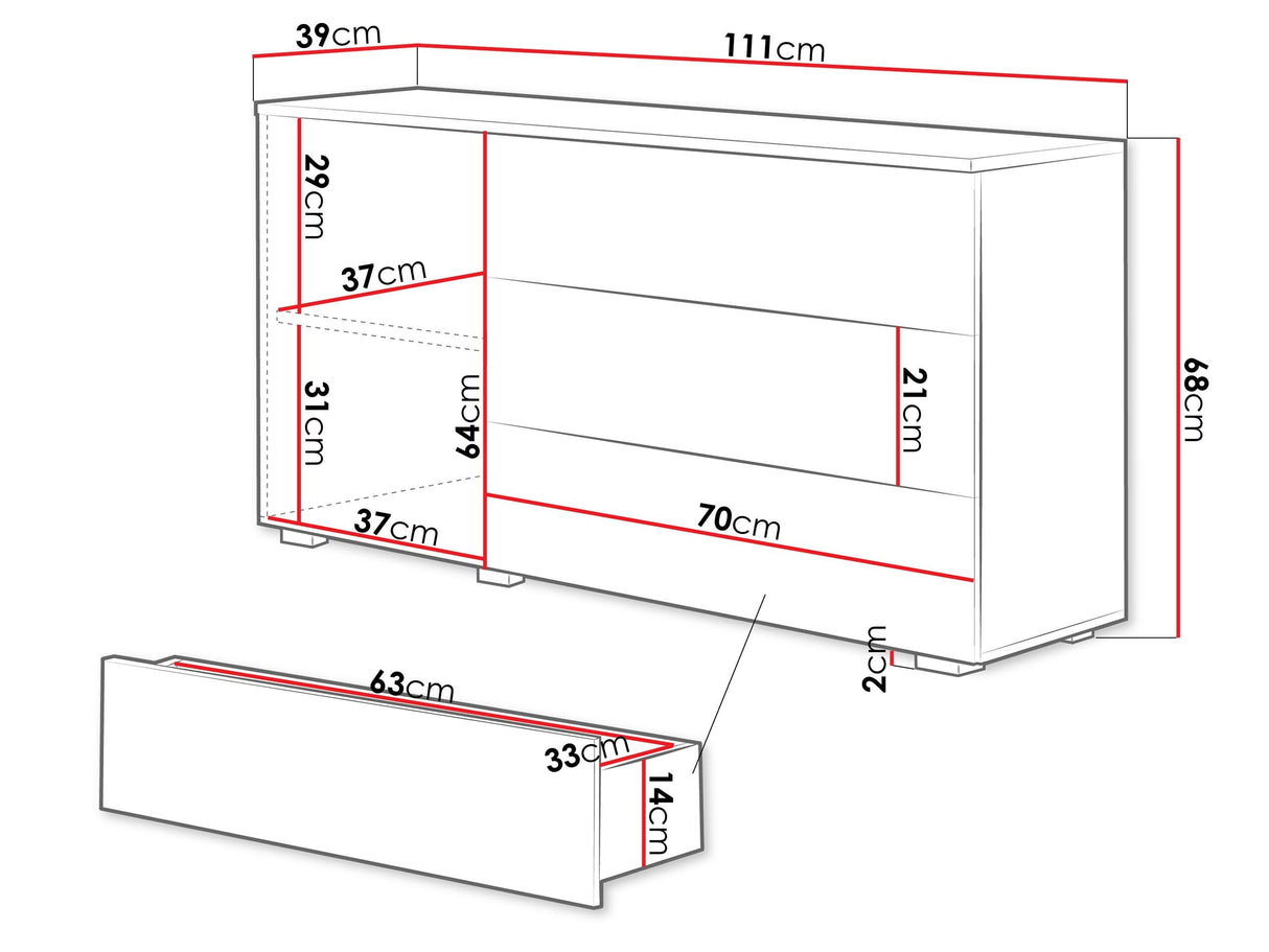 Komód PARIS 110 (Bamisio), Szín: Matera szürke + Gesztenye